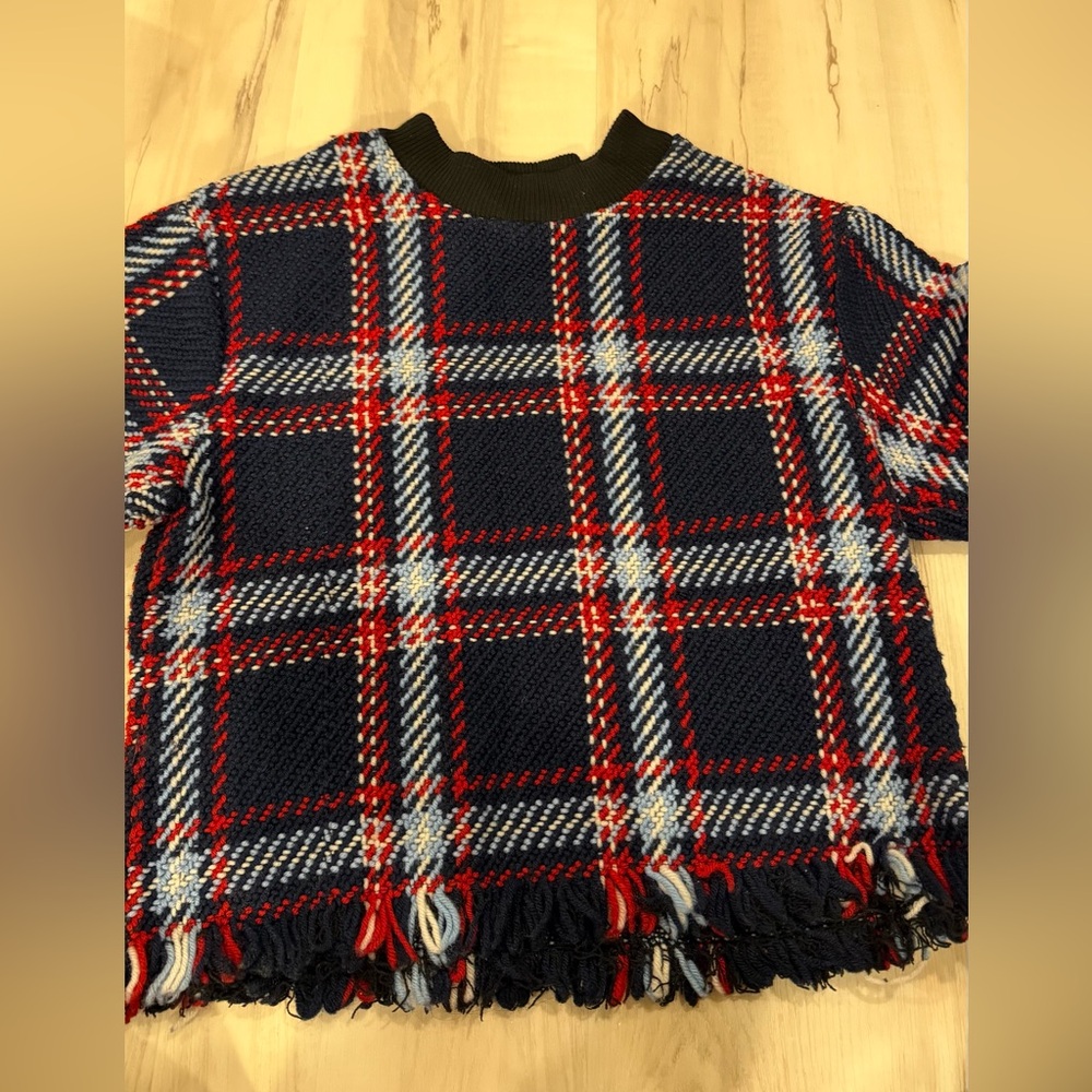 J.O.A. Red and Blue Plaid Crewneck Sweater